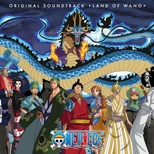One Piece Land of Wano soundtrack album cover with characters and a dragon.