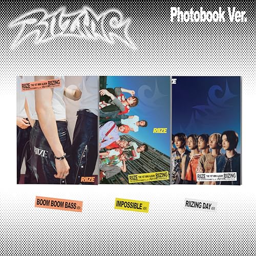 Riize “Riizing” album photobook with group and individual member images.