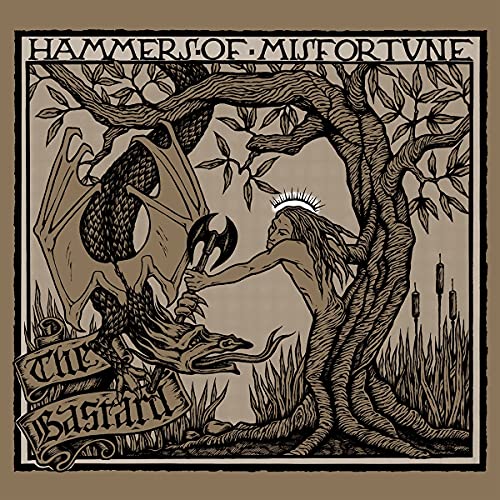 Vintage-style album cover depicting a tree, figure, dragon, and axe.