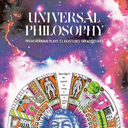 CD cover for “Preacherman Plays T.J. Hustler’s Greatest Hits” with cosmic art.