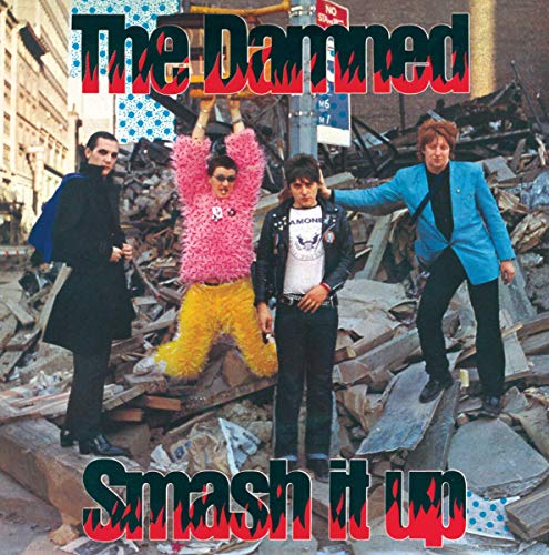 The Damned album cover featuring a band in front of rubble.