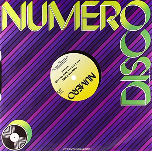 Vinyl record cover with purple stripes and green “NUMERO” and “DISCO” text.