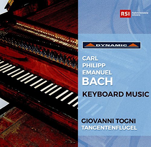 CD cover featuring a harpsichord and text: "C.P.E. Bach, Keyboard Music.