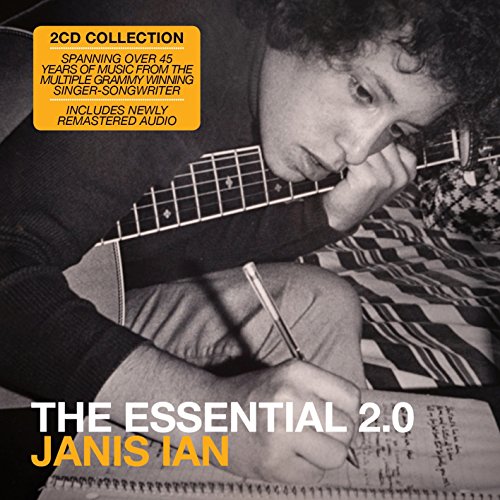 Janis Ian album cover: black and white portrait of a woman with a guitar.
