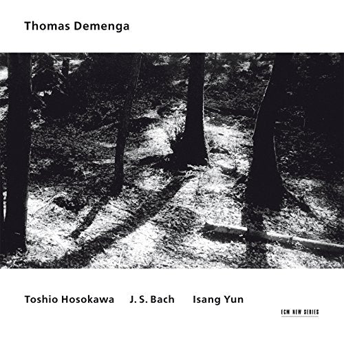 Black and white forest scene, album cover for Thomas Demenga’s cello recital.