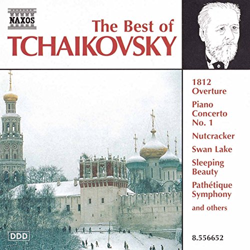 CD cover for Tchaikovsky classical music compilation with portrait and Kremlin image.