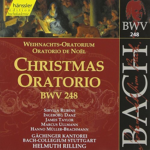 CD cover for Bach’s Christmas Oratorio, featuring religious artwork and text.