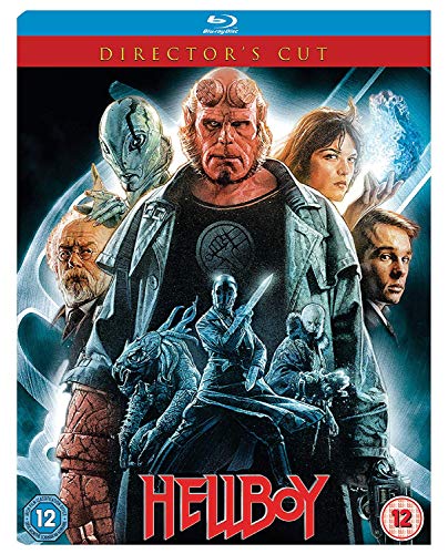 Hellboy Blu-ray cover featuring the main character surrounded by the film's ensemble cast.