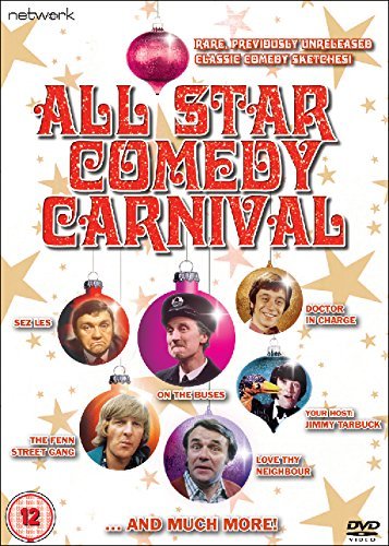 DVD cover for "All Star Comedy Carnival" featuring British comedians’ portraits.