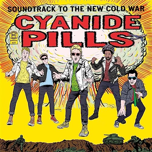Vinyl record cover featuring cartoon band illustration with military imagery.