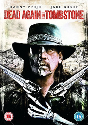 DVD cover featuring a half-skull, half-man with guns in a western setting.