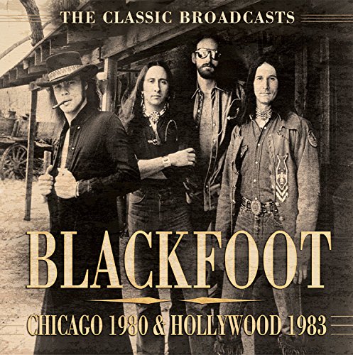 Blackfoot band portrait with sepia tone, album cover for live recordings.