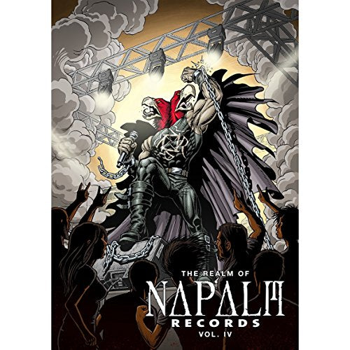 CD cover art: illustrated metal vocalist with chains, smoke, and crowd.