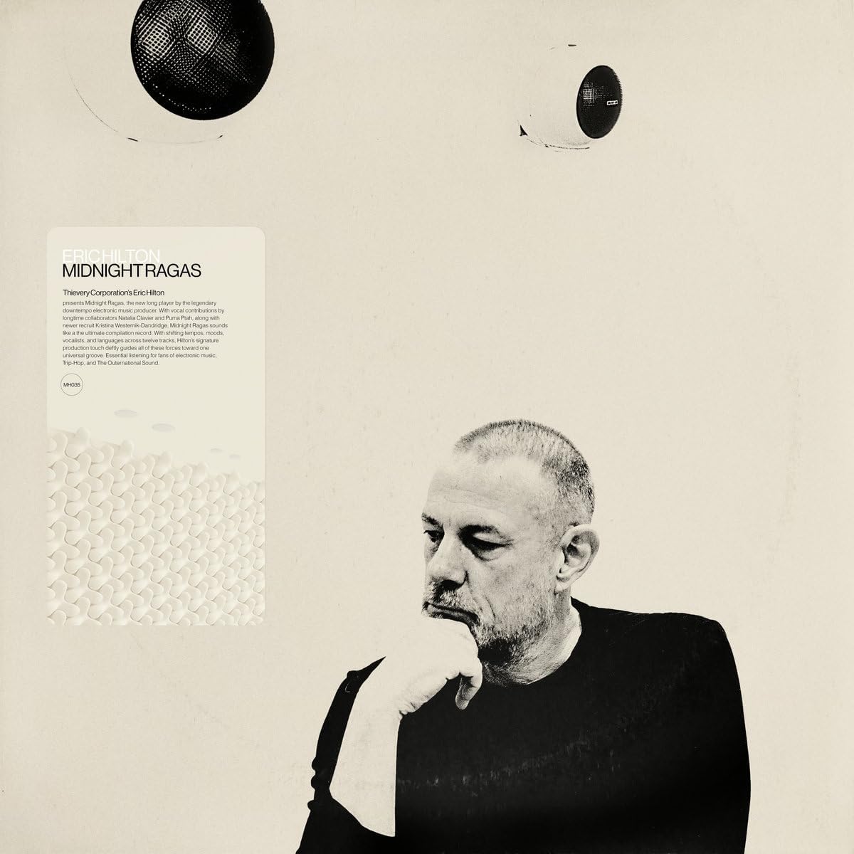 CD cover for Eric Hilton’s “Midnight Ragas” featuring a portrait.