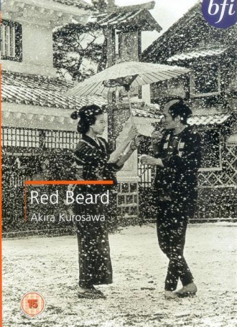 DVD cover for “Red Beard” depicts two figures in a snowy Japanese scene.