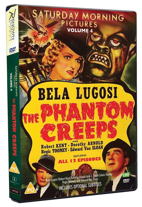 DVD cover for "The Phantom Creeps" featuring Bela Lugosi and a monster.