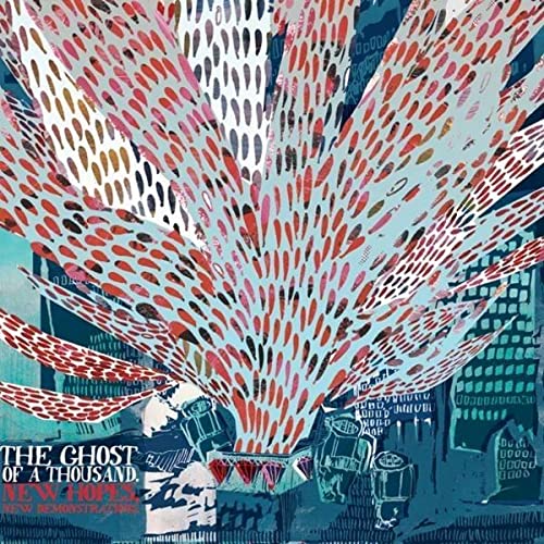 CD cover: Abstract red and blue pattern over a city skyline.