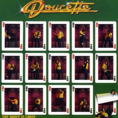CD cover with repeating images of a guitarist framed by playing cards.