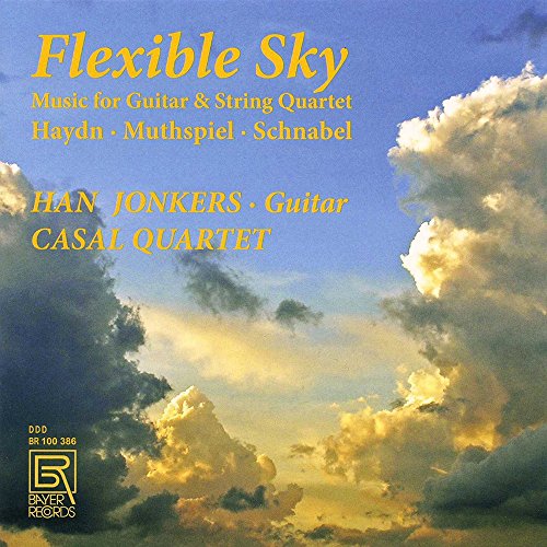 CD cover for "Flexible Sky" by Jonkers/Casal Quartet, featuring clouds.