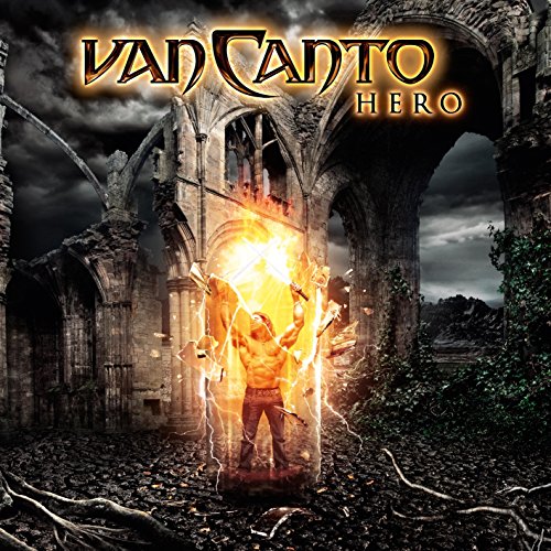 Van Canto "Hero" CD cover: a muscular figure amidst ruined architecture.