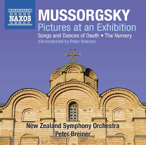 CD cover for Mussorgsky’s “Pictures at an Exhibition” with a church image.