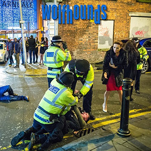 CD cover: police interacting with people on a wet city street.