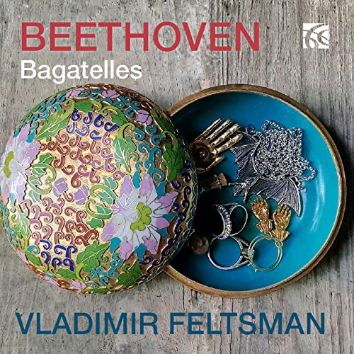 CD cover featuring ornate floral sphere and jewelry, Beethoven & Feltsman.