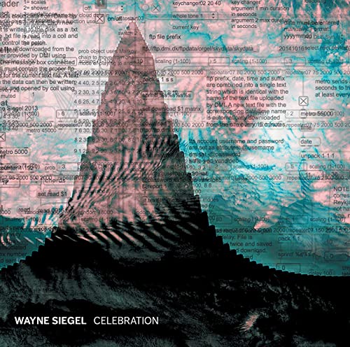 CD cover for Wayne Siegel’s “Celebration” with abstract, textured design.