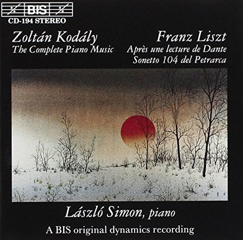CD cover for Kodály/Liszt piano works featuring a winter landscape.