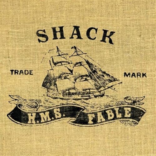 Vintage-style burlap sack design featuring a sailing ship and text.