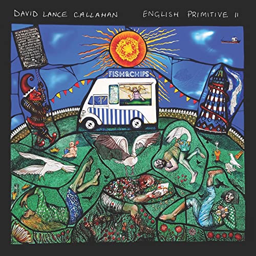 CD cover: colorful, surreal illustration with figures, a van, and sun.