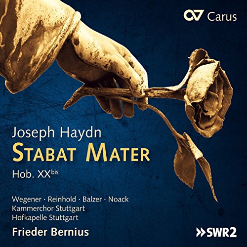CD cover for Haydn’s Stabat Mater, featuring hands and a withered rose.