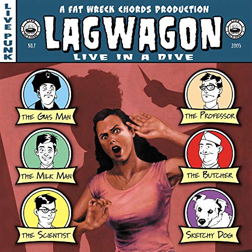 Lagwagon "Live in a Dive" CD cover with cartoon characters and a woman.