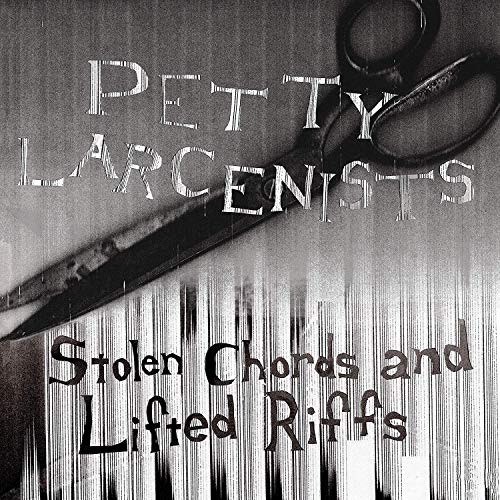 Black and white vinyl record cover with scissors and text.