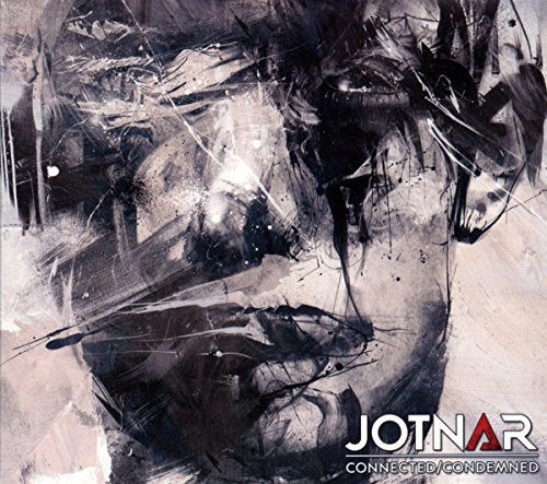 Abstract black and white portrait with “Jotnar” and album title text.