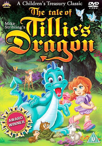 DVD cover for The Tale of Tillie's Dragon featuring a girl and blue dragon.
