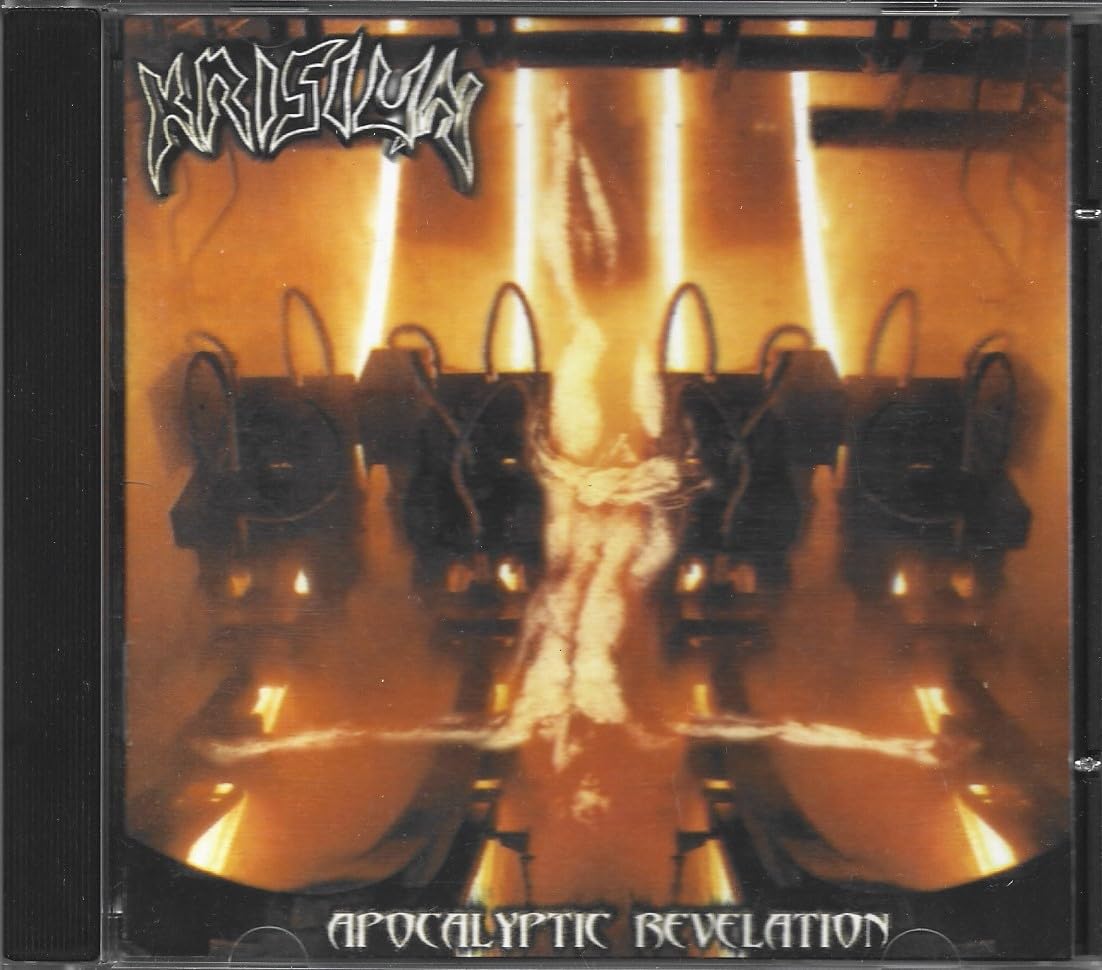CD case for Krisiun’s “Apocalyptic Revelation” with dark, fiery imagery.