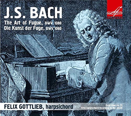 CD cover for Bach’s “The Art of Fugue” featuring a harpsichordist.