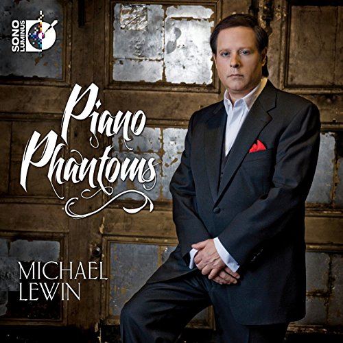 CD cover featuring pianist Michael Lewin in a suit, against a door.