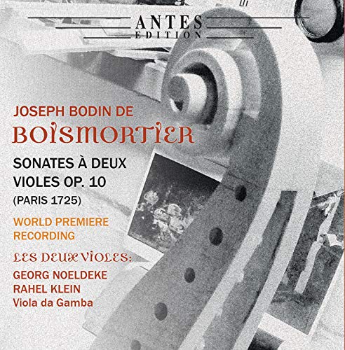 CD cover for Boismortier’s “Sonates à Deux Violes” with musical instruments.