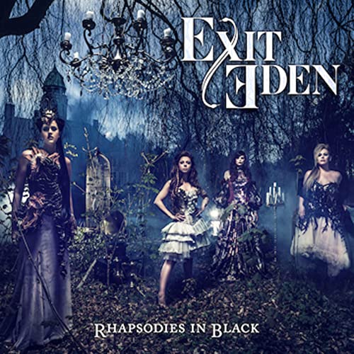 CD cover for Exit Eden’s “Rhapsodies In Black” featuring four women in gowns.