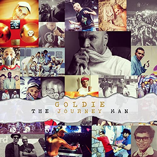 CD cover for Goldie’s “The Journey Man” featuring a collage of portraits.