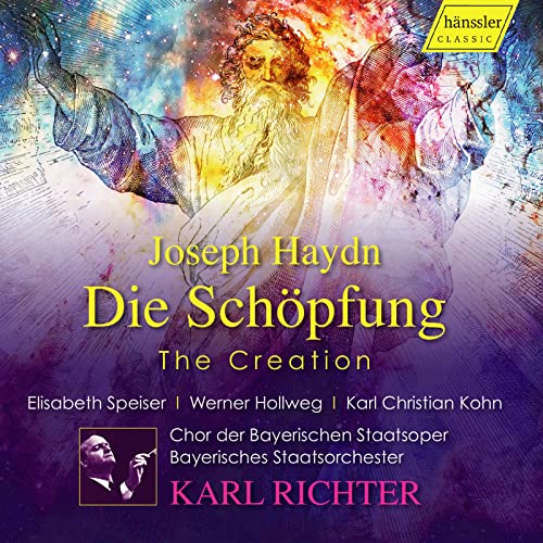 CD cover for Haydn’s “Die Schöpfung” featuring a painted biblical scene.