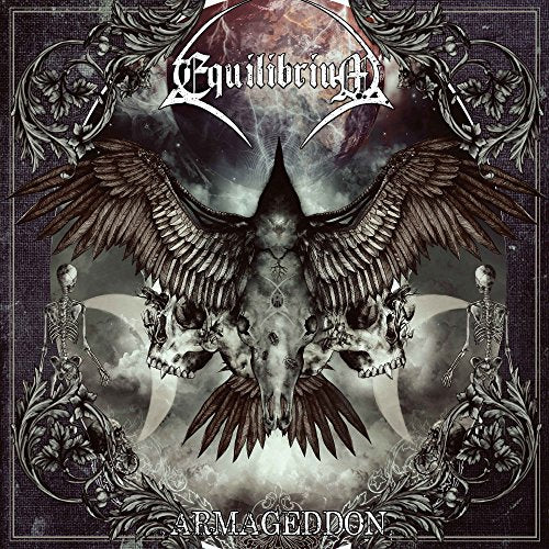 CD cover for Equilibrium’s “Armageddon” featuring skulls, wings, and skeletons.