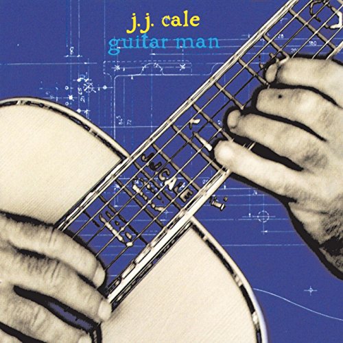 J.J. Cale “Guitar Man” CD cover with a guitar and blueprint background.