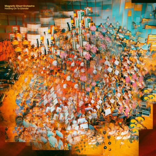 Album cover for Magnetic Ghost Orchestra’s “Holding On To Wonder” featuring a large orchestra.