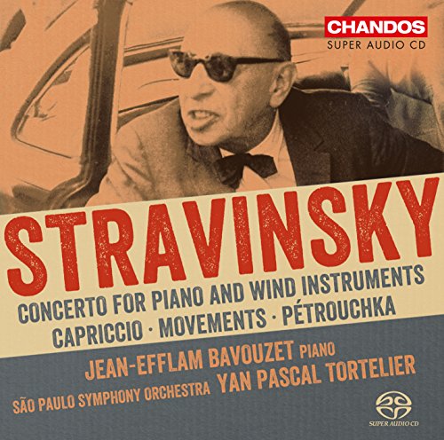 CD cover featuring Igor Stravinsky in sunglasses with red text details.