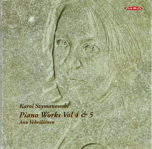 CD cover featuring a carved face and text: "Piano Works Vol 4 & 5".
