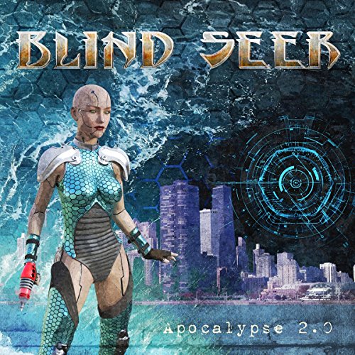 CD cover: futuristic cyborg woman with city skyline and tech details.