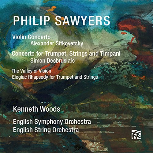 CD cover for Philip Sawyers’ violin concerto with abstract artwork.